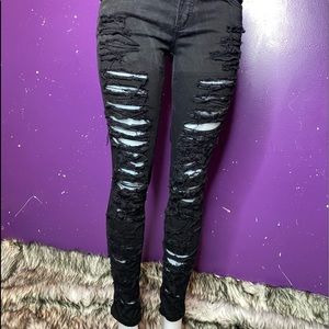 Vintage Royal bones Size 9 low rise heavy distressed stretch twill skinny pants